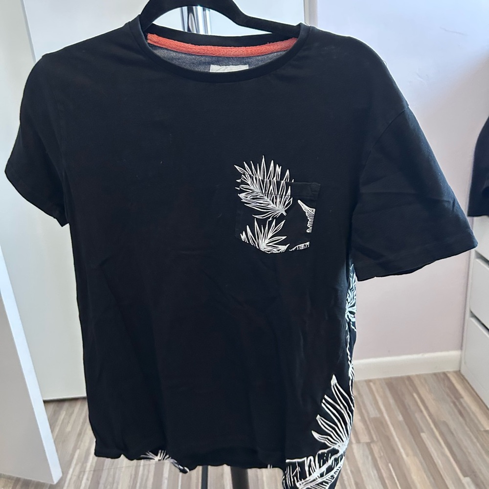 Black Men’s Shirt with Leaf Design
